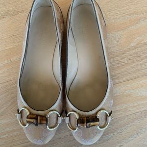 Gucci shimmery gold ballet flats